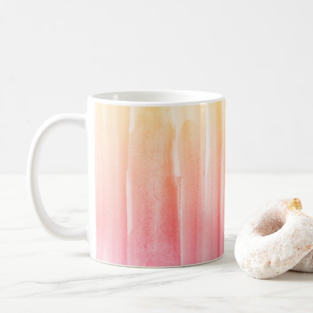 Rainbow Watercolor Texture Abstract Painting Coffe Coffee Mug (With Donut)