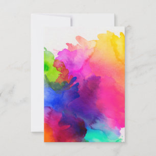 Rainbow Watercolor Tie Dye Ink Thank you or Custom Card