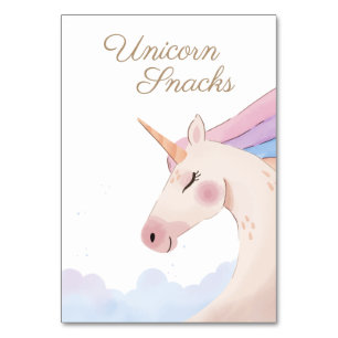 Rainbow Watercolor Unicorn Birthday Party   Table  Number