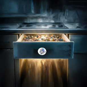 Rainbow watercolor war horse ceramic knob