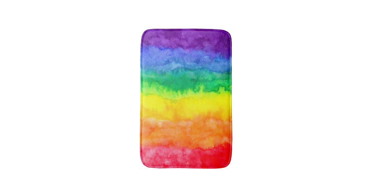 Rainbow Watercolor Wash Bath Mat Bath Mats Zazzle