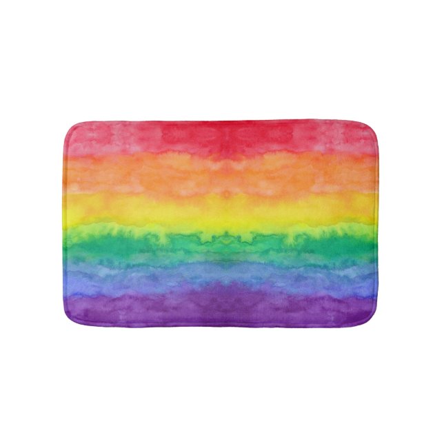 Rainbow Watercolor Wash Bath Mat H (Front)