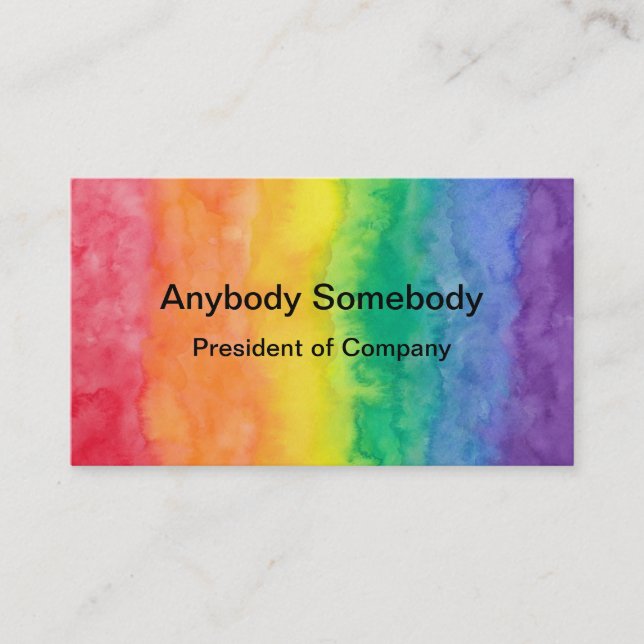 Rainbow Watercolor Wash Business Card (Front)