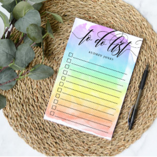 Rainbow Watercolor Wash Checkbox To Do List Post-it Notes