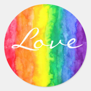 Rainbow Watercolor Wash Classic Round Sticker