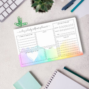 Rainbow Watercolor Wash Daily Selfcare Planner Post-it Notes
