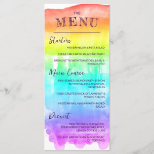 Rainbow Watercolor Wash LGBTQ Wedding Menu