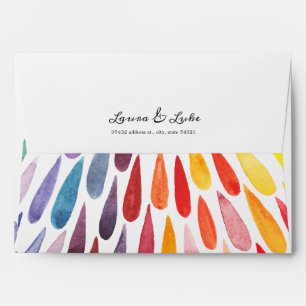 Rainbow Watercolor Wedding Envelope