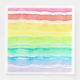 Rainbow Watercolor Wedding Napkin