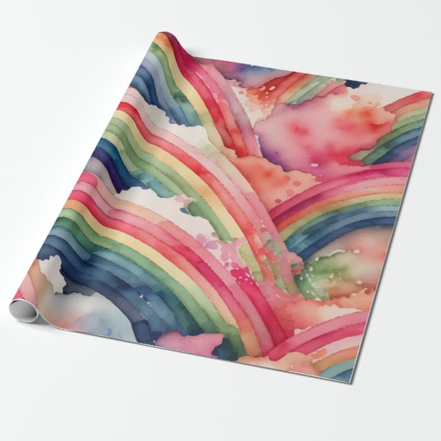 rainbow watercolor wrapping paper (Unrolled)