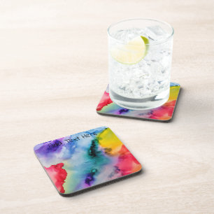 Rainbow Watercolored Texture Coaster