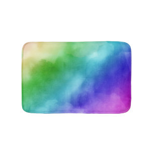 Rainbow Watercolors Bath Mat