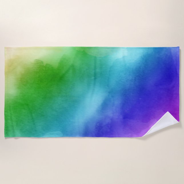 Rainbow Watercolors Beach Towel (Front)