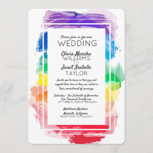 Rainbow Watercolors Collection Wedding Invitation