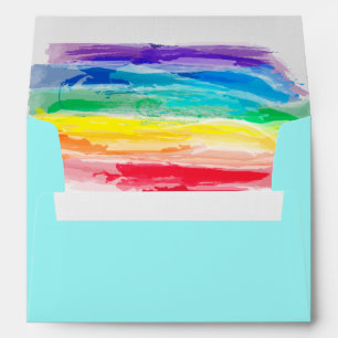 Rainbow Watercolors Collection Wedding Invitation Envelope