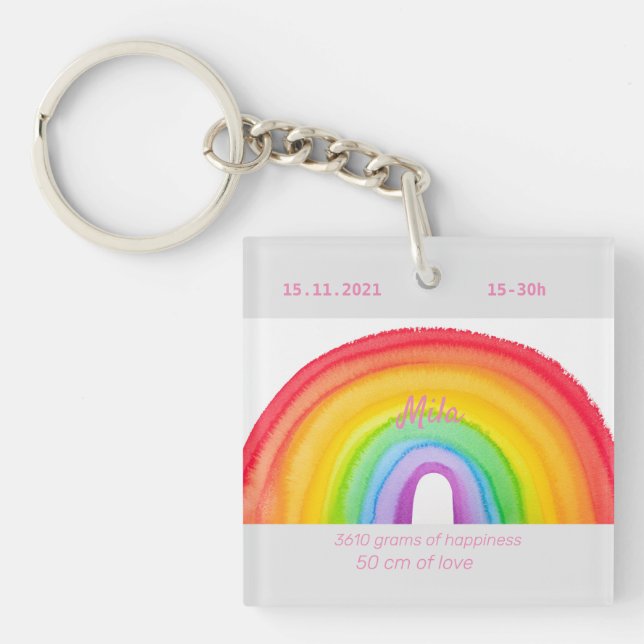 Rainbow watercolors  key ring (Front)
