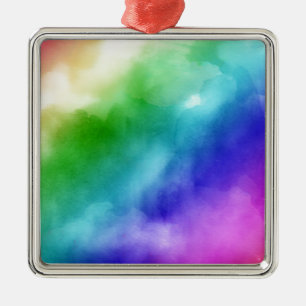 Rainbow Watercolors Metal Tree Decoration