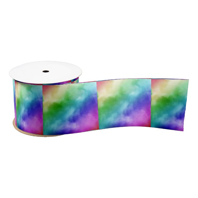 Rainbow Watercolors Satin Ribbon (Spool)