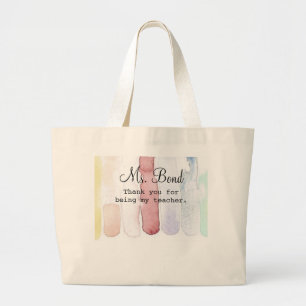 Rainbow Watercolors Teacher's Appreciation Gift To Large Tote Bag