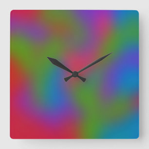 Rainbow Watercolour Abstract Art Ombré Vibes Square Wall Clock