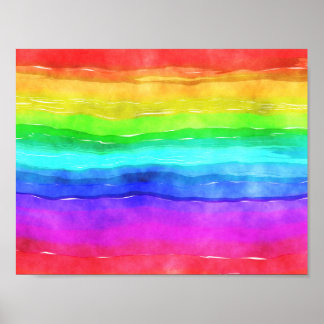 Rainbow Watercolour Ink Stripes Poster