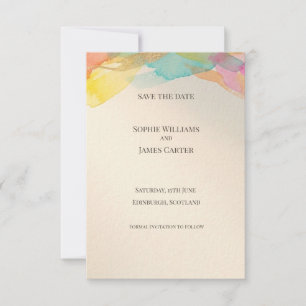 Rainbow Watercolour Save The Date Card