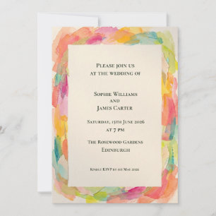 Rainbow Watercolour Wedding Invitation