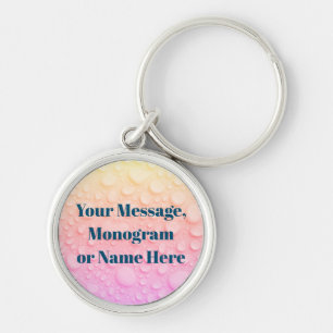 Rainbow Waterdrops, Message Monogram/Name Photo Key Ring
