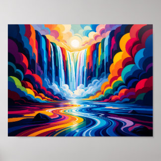 Rainbow Waterfall Abstract Wall Art Print