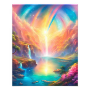 Rainbow waterfall landscape photo print
