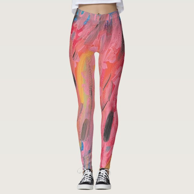 Rainbow Waterfall Painting Leggings (Front)