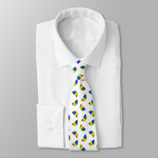 Rainbow Watermelon Pattern Tie (Tied)