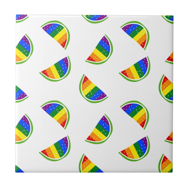 Rainbow Watermelon Pattern Tile (Front)