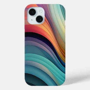 Rainbow Wave Abstract Art iPhone 15 Case