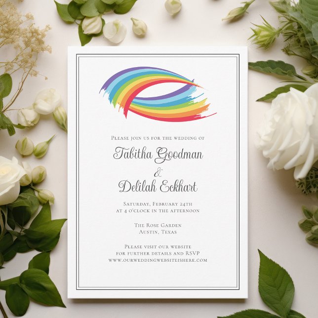 Rainbow Wave Beautiful LGBT Wedding Invitation (Creator Uploaded)