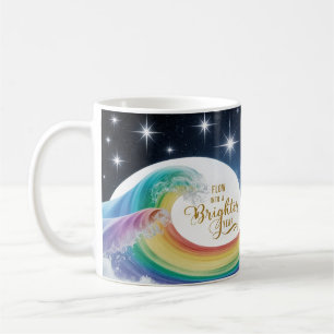 Rainbow Wave Brighter Year Inspirational Classic  Coffee Mug