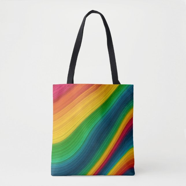 Rainbow Wave Color Flow Tote Bag (Front)