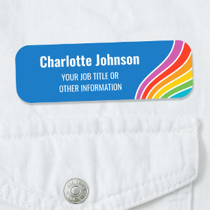 Rainbow Wave Custom ID Blue Staff Name Tag
