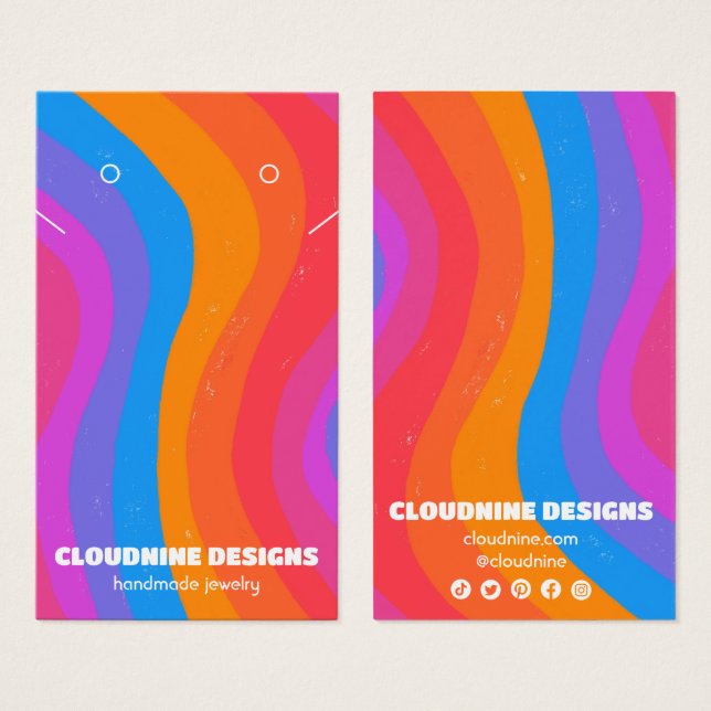 Rainbow Wave Earring Necklace Jewellery Display Ca (Front & Back)