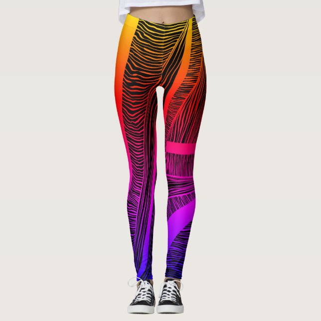 Rainbow Wave Line Leggings (Front)