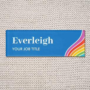 Rainbow Wave Personalised Staff Name Magnetic Name Tag
