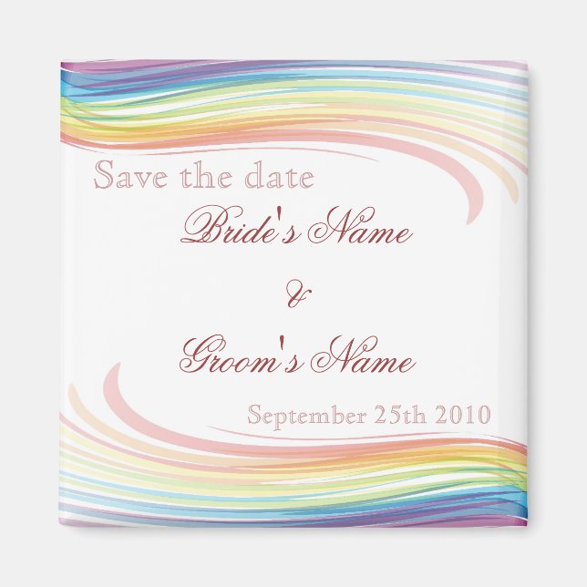 Rainbow Wave Save the Date Magnet (Front)