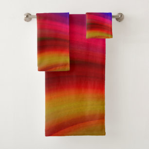 Rainbow Wave Stripes Bath Towel Set
