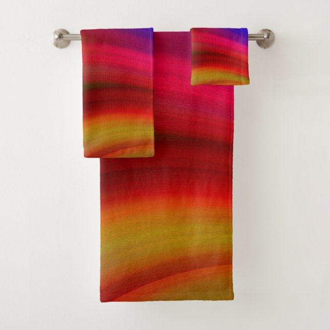Rainbow Wave Stripes Bath Towel Set (Insitu)