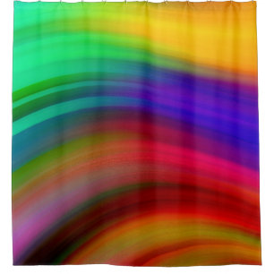 Rainbow Wave Stripes Shower Curtain
