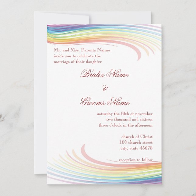 Rainbow Wave Wedding Invitation (Front)