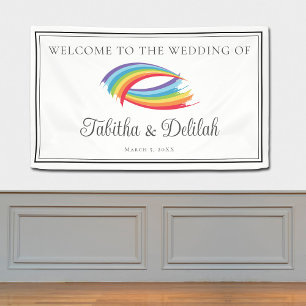 Rainbow Waves Beautiful Custom LGBT Wedding Banner