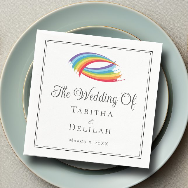 Rainbow Waves Beautiful LGBT Wedding Napkin (Creator Uploaded)