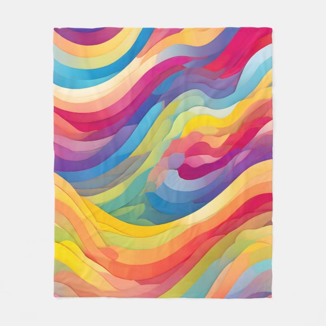 Rainbow Waves Fleece Blanket (Front)