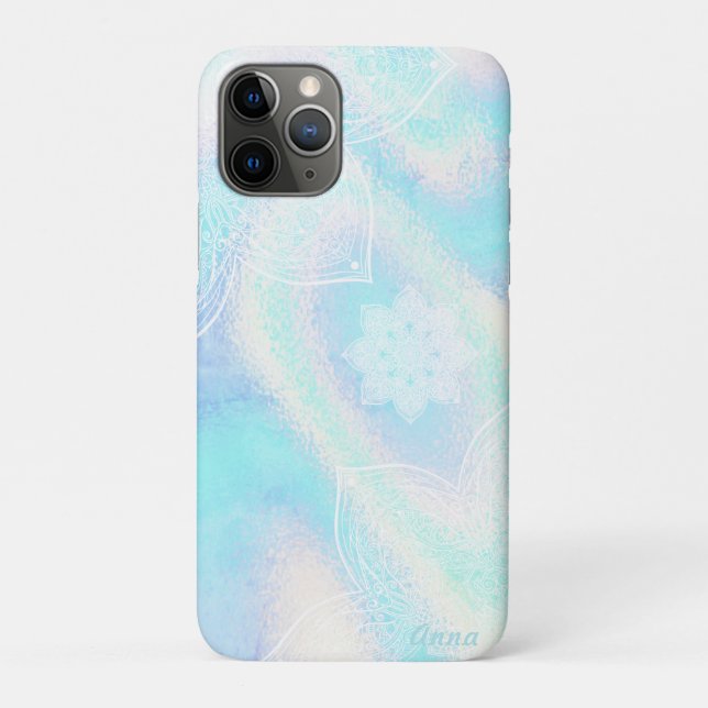 *~* Rainbow Waves Holographic Iridescent Mandalas Case-Mate iPhone Case (Back)